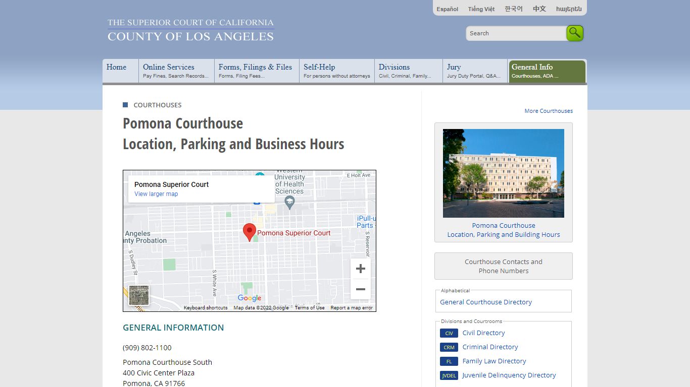 Contacts and Locations - LA Court - Los Angeles County Superior Court